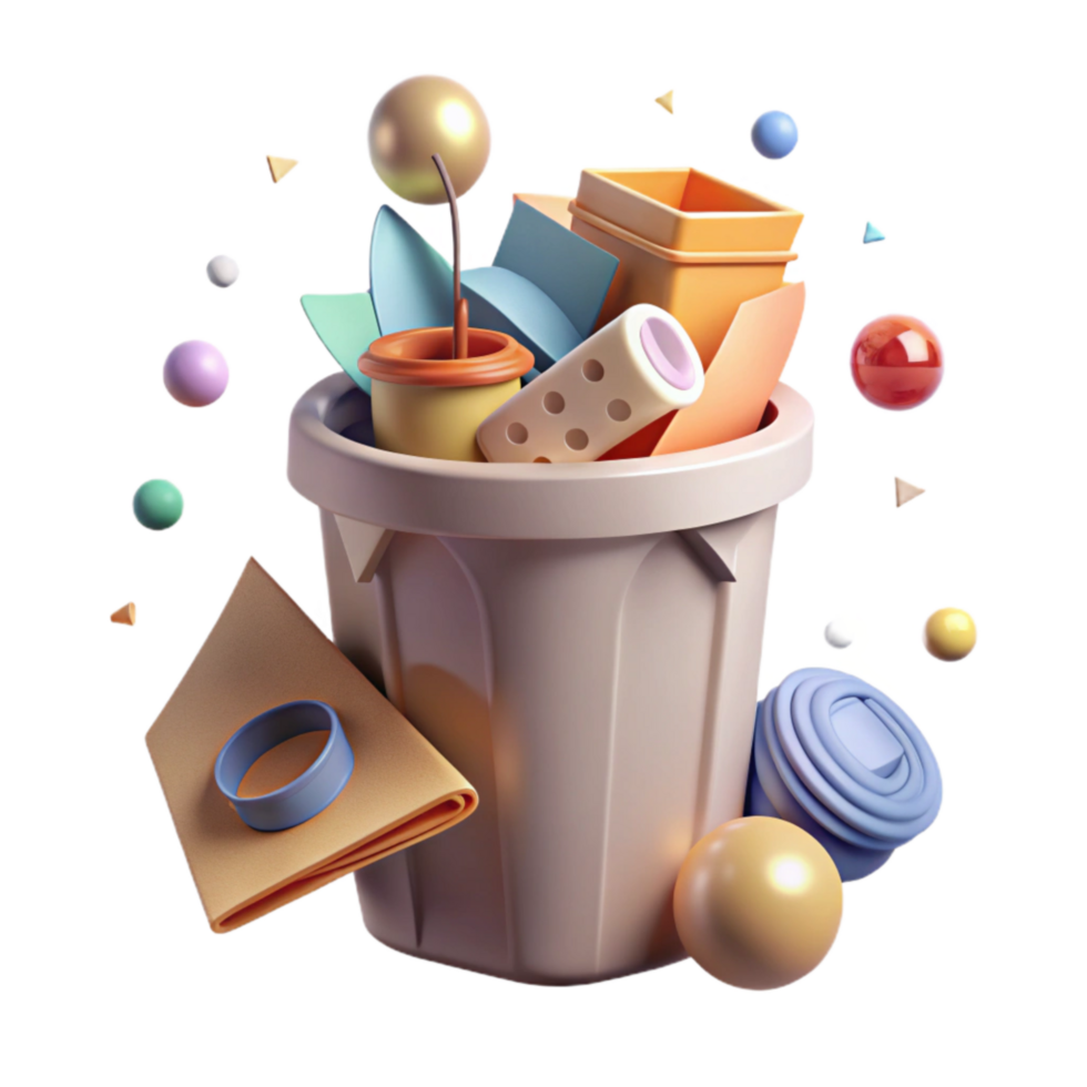 magnificent abstract Recycle Bin with Paper and Cardboard Cutout detailed png