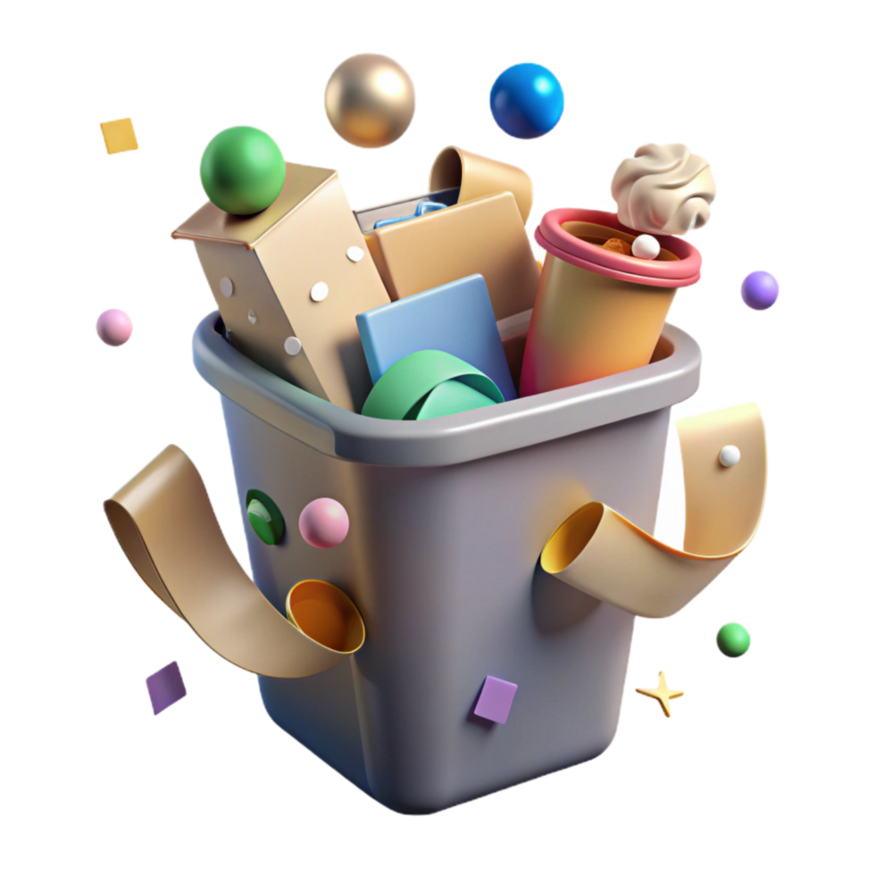 elegant abstract Paper Recycling Bin Filled with Documents Cutout genuine png