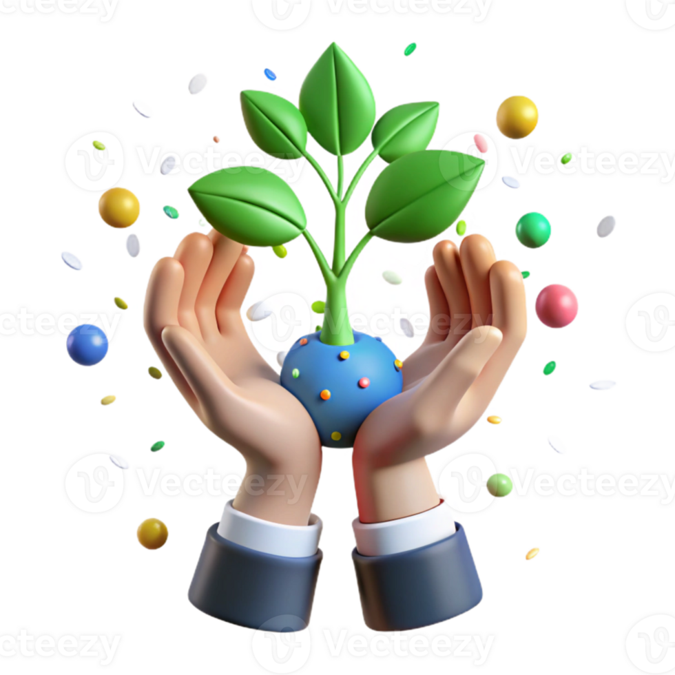 elegant abstract Hands Holding Sapling Green Leaves Transparent Background original png