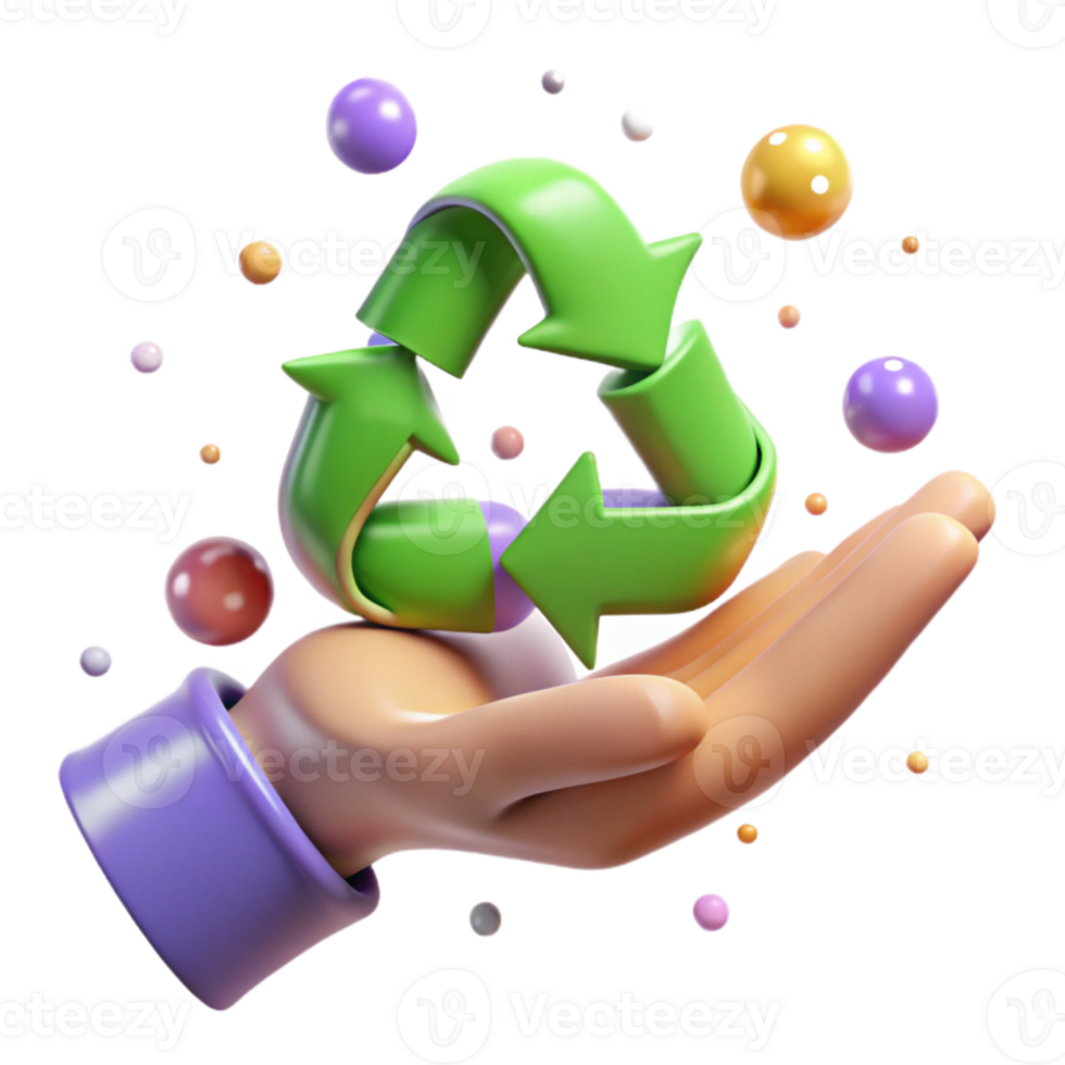 impressive creative Recycling Symbol in Hand Isolated Cutout high quality png