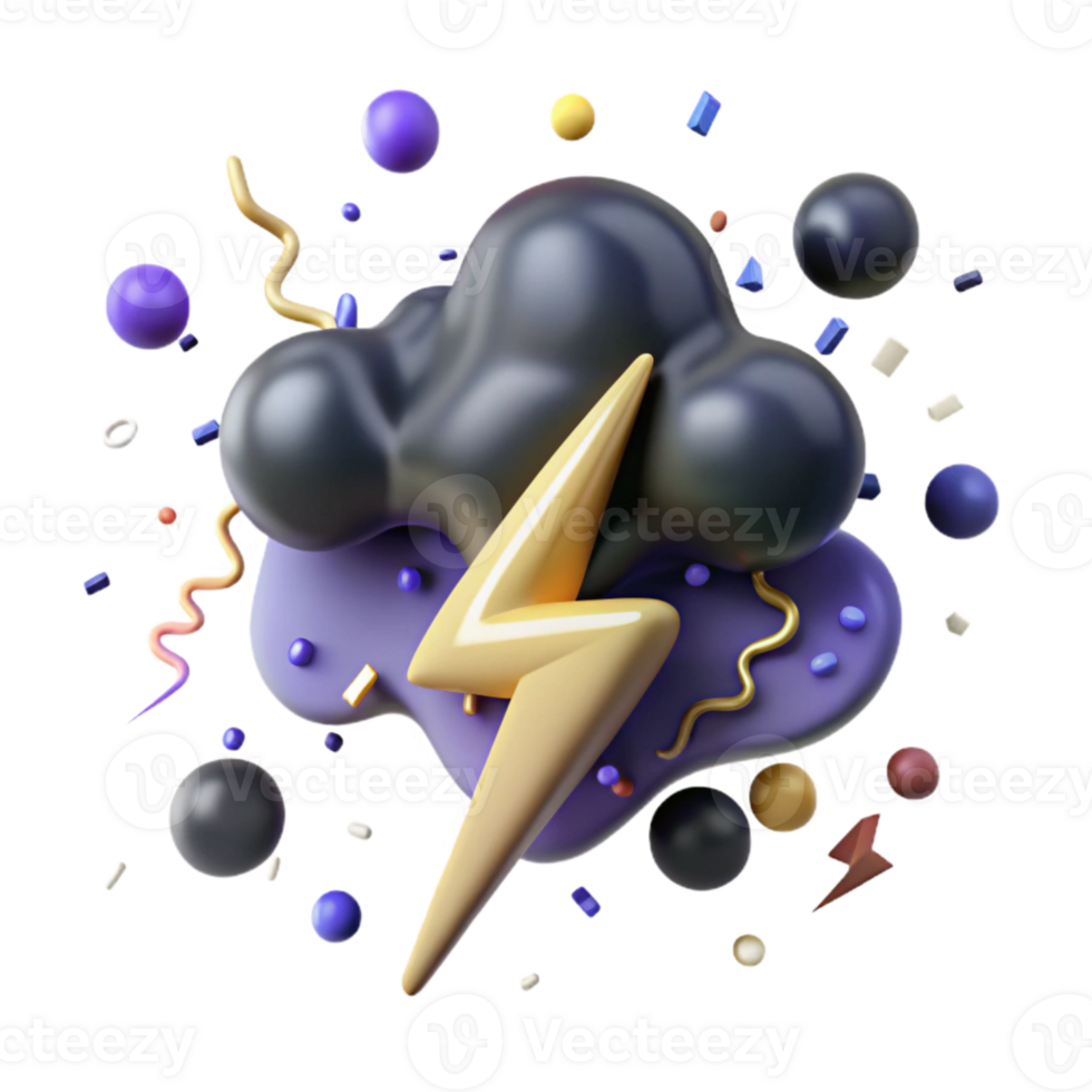 beautiful artistic Lightning Strike in Dark Sky Cutout Image genuine png
