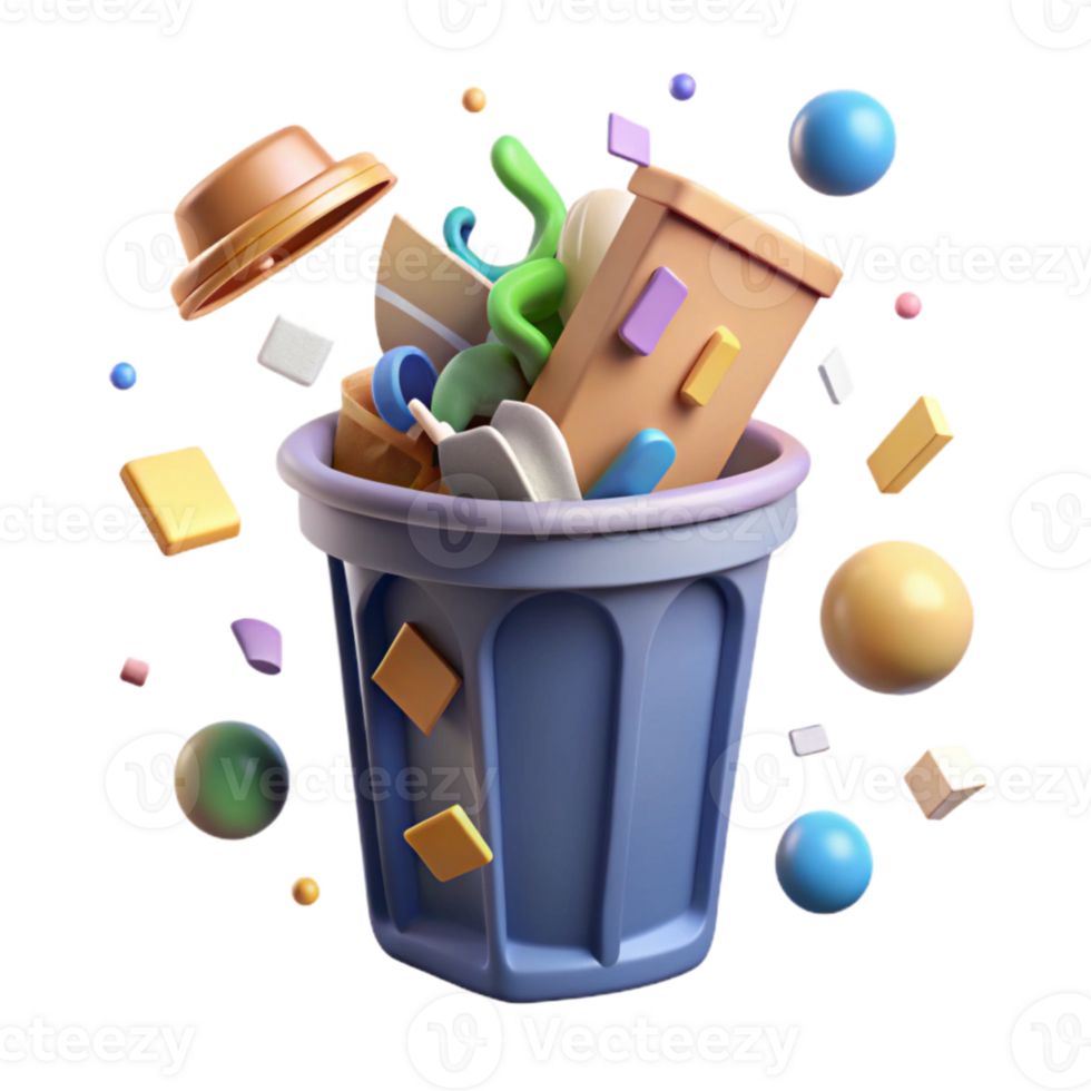 elegant rustic Recycle Bin Overflowing with Plastic Transparent Background genuine png