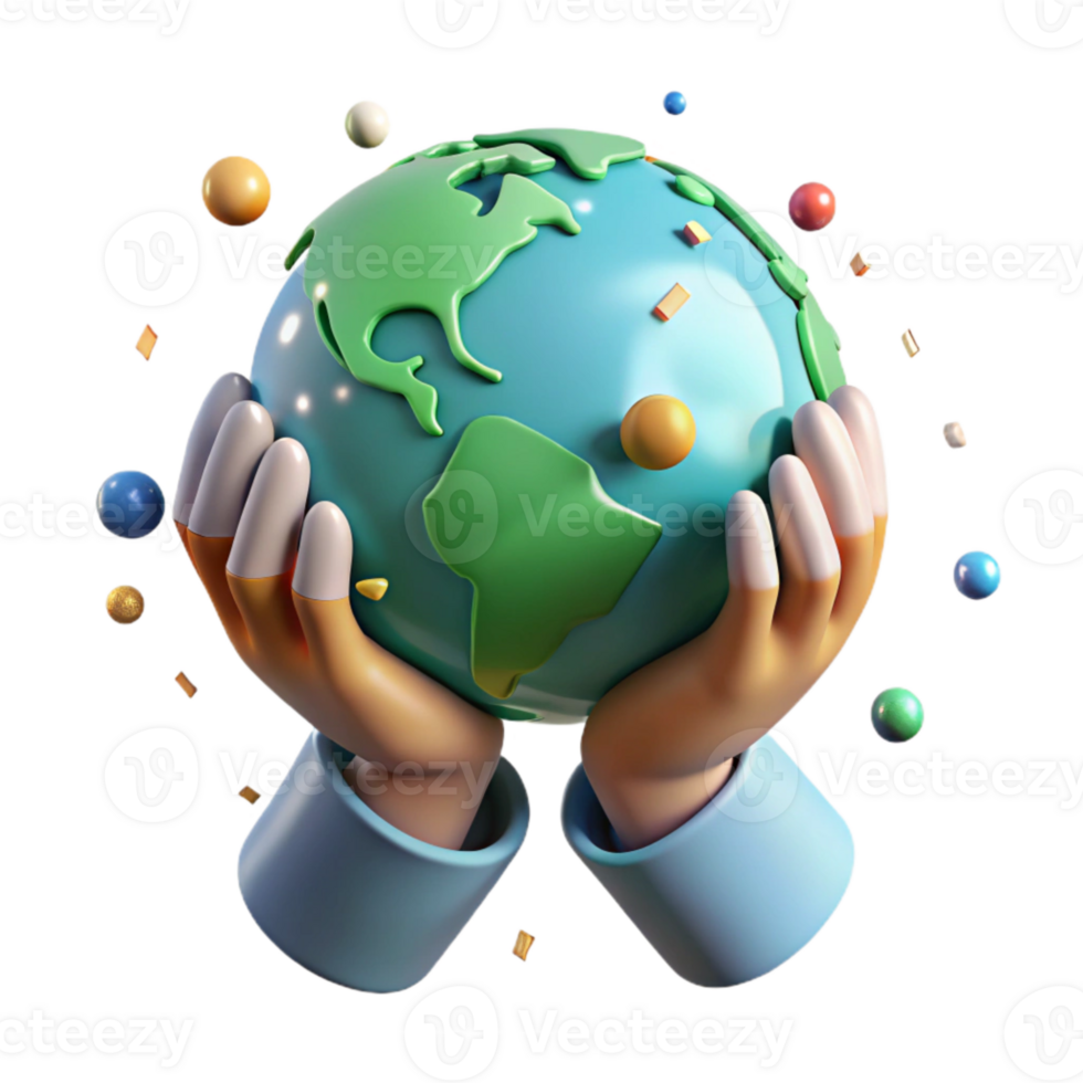 beautiful artistic Hands Holding Earth Gentle Lighting Transparent Background high resolution png