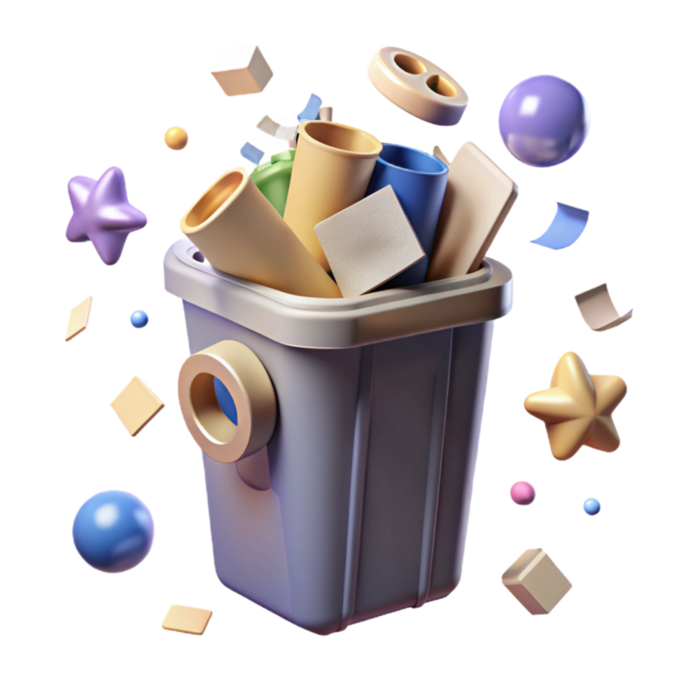 extraordinary traditional Recycle Bin Overflowing with Plastic Transparent Background authentic png