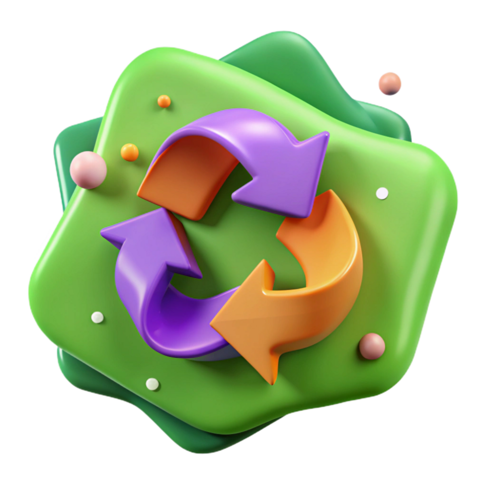 beautiful rustic Recycling Symbol Arrows Rotating Isolated with Green Rotating Arrows high resolution png