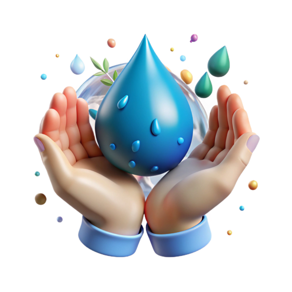 dramatic contemporary Hands Holding Water Droplet Transparent Background exclusive png