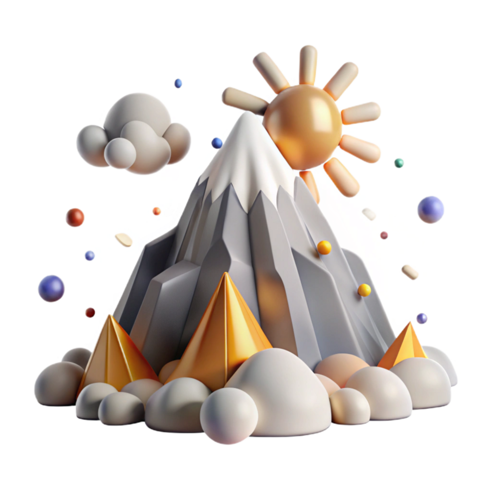 serene abstract Mountain Peak with Clouds Cutout with Fluffy Clouds exclusive png