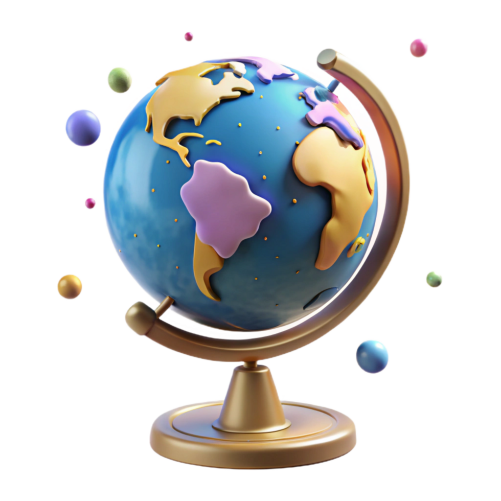 magnificent rustic Globe with Stand Side View Isolated detailed png