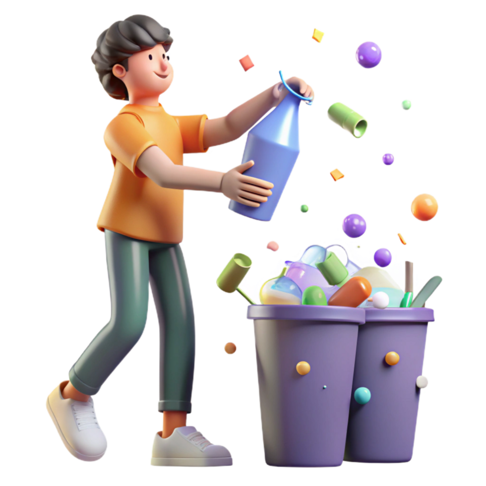 impressive traditional Person Recycling Plastic Bottles Isolated Element detailed png