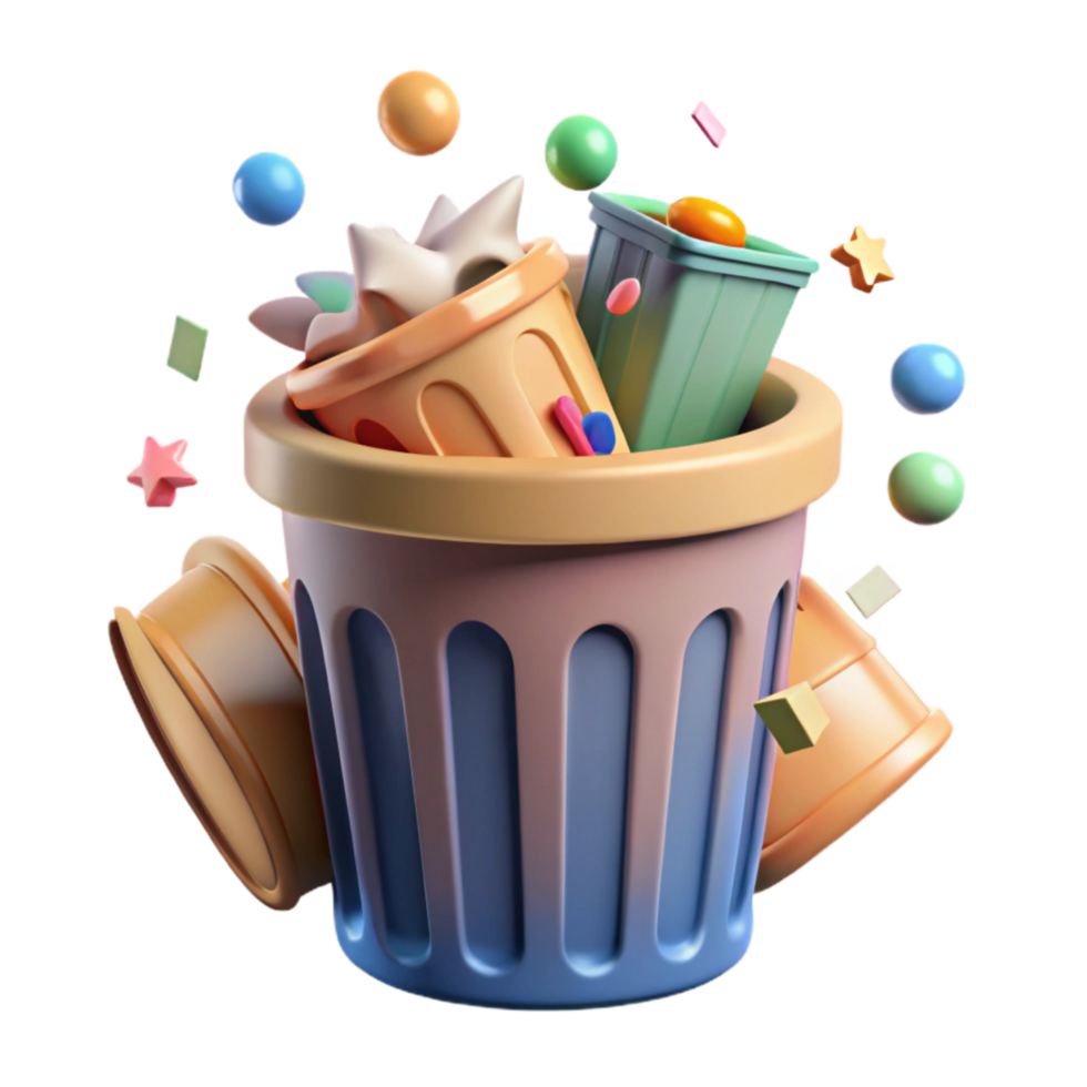 wonderful rustic Recycle Bin Overflowing with Plastic Transparent Background png