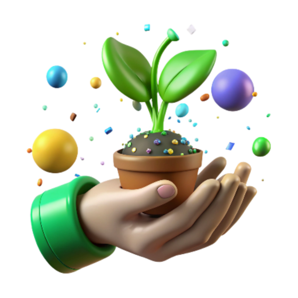 elegant contemporary Green Thumb Holding Sprouting Seed Cutout high quality png