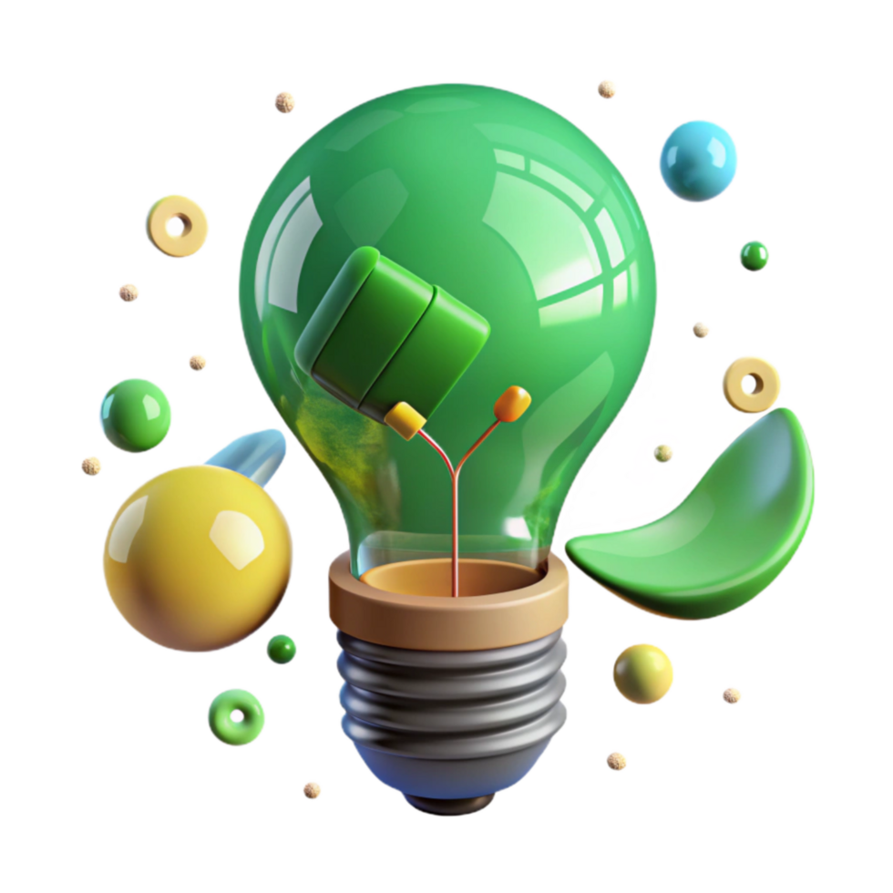 vibrant contemporary Green Energy Light Bulb Cutout authentic png