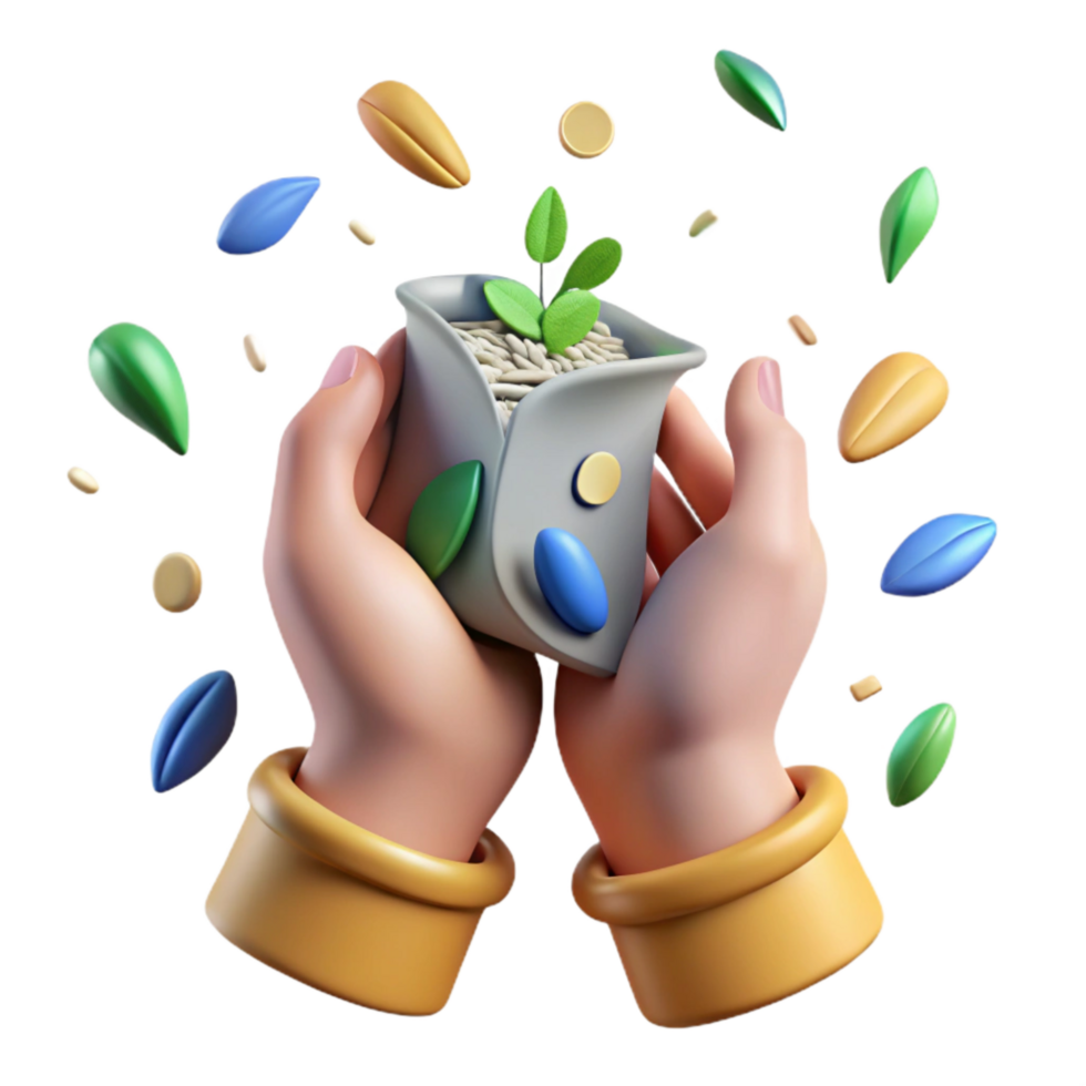 serene creative Hands Holding Seed Packet Against Blue Sky Cutout high quality png