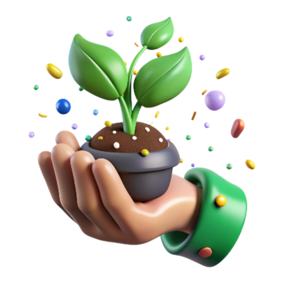beautiful abstract Green Thumb Holding Sprouting Seed Cutout detailed png