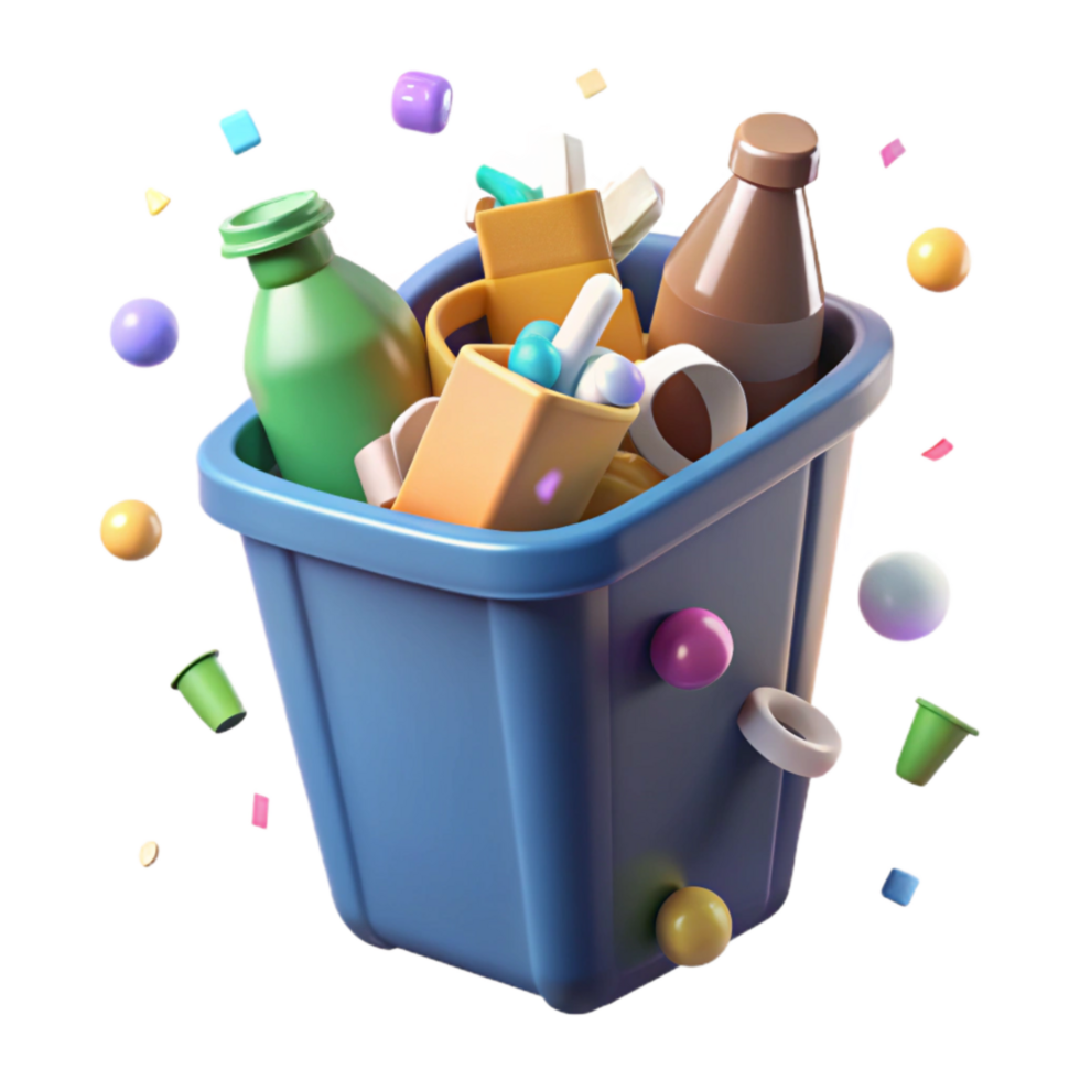 beautiful minimalist Recycling Bin Filled with Plastic Bottles Transparent Background professional png