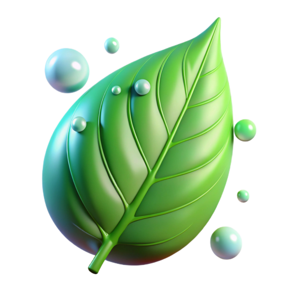 beautiful creative Green Leaf with Water Droplets Isolated on Transparent Background original png