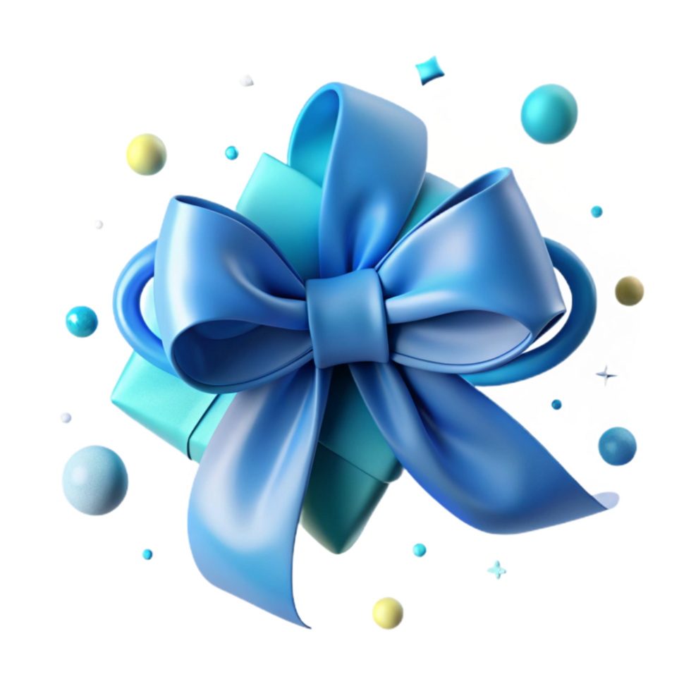 wonderful modern Light Blue Ribbon Tied in Bow with Transparent Background high quality png