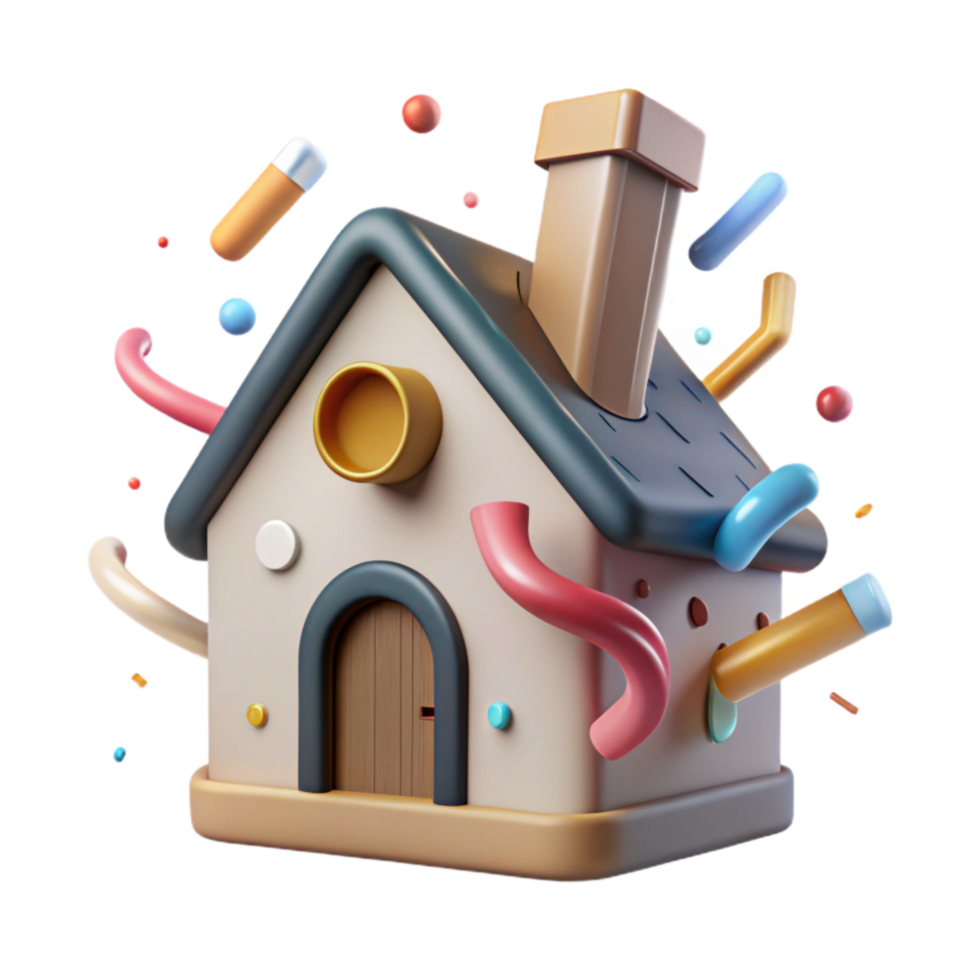 serene creative House Symbol Cutout with Chimney png
