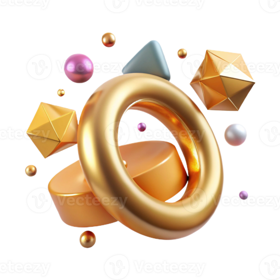 impressive minimalist Gold Ring Diamond Setting Isolated detailed png