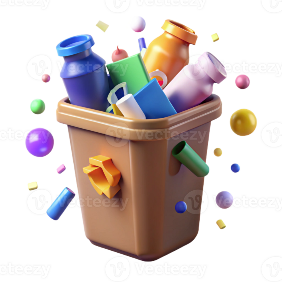 wonderful abstract Recycling Bin Overflowing with Plastic Transparent Background exclusive png