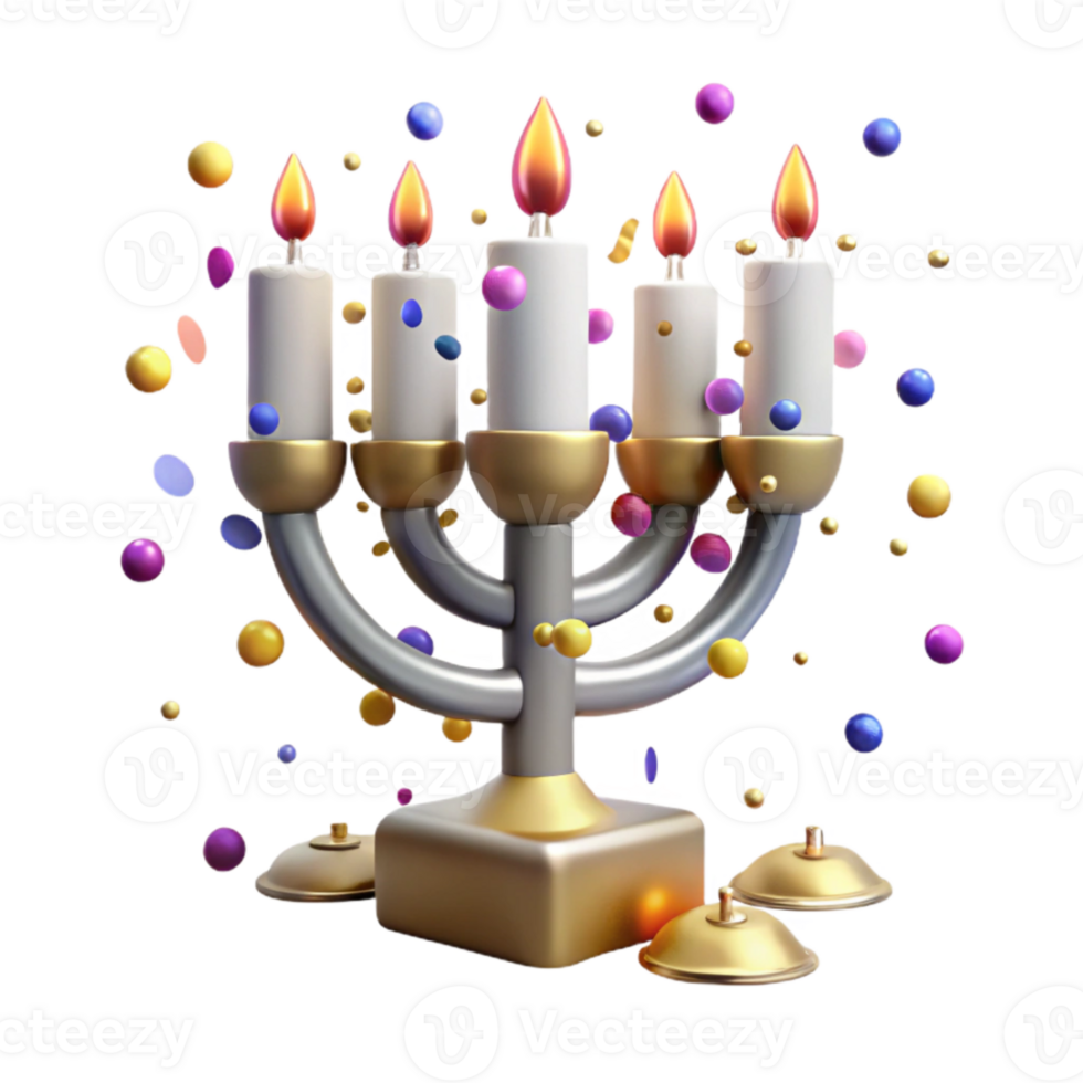 stunning minimalist Hanukkah Menorah Nine Candles Lit Transparent Background genuine png