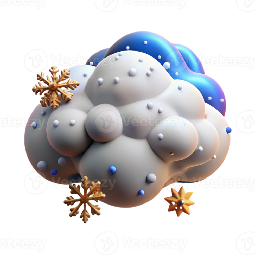 dramatic abstract Isolated Snow Cloud with Snowflakes Cutout high resolution png