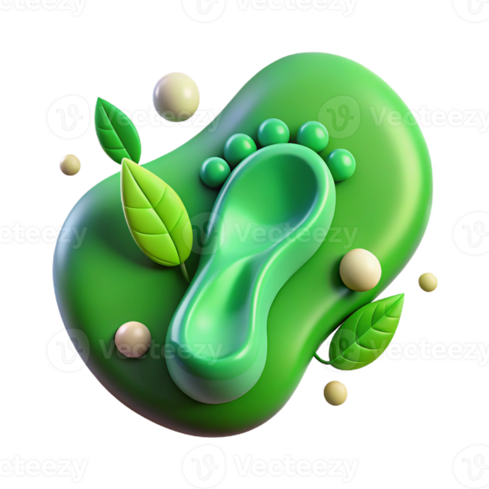 vibrant creative Green Footprint Icon with Leaf Detail Isolated Element authentic png