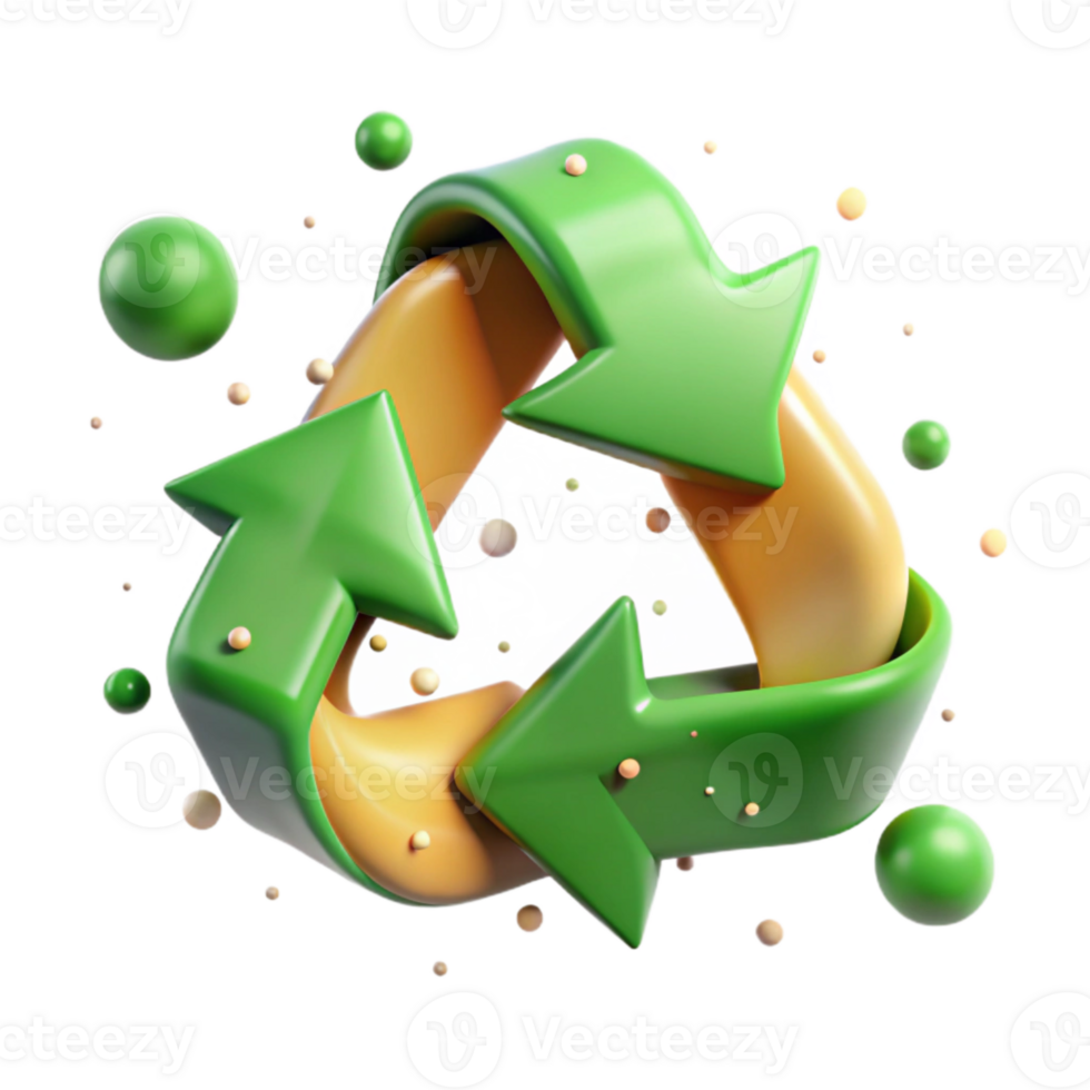 elegant artistic Recycling Symbol Green Arrows Isolated Element original png