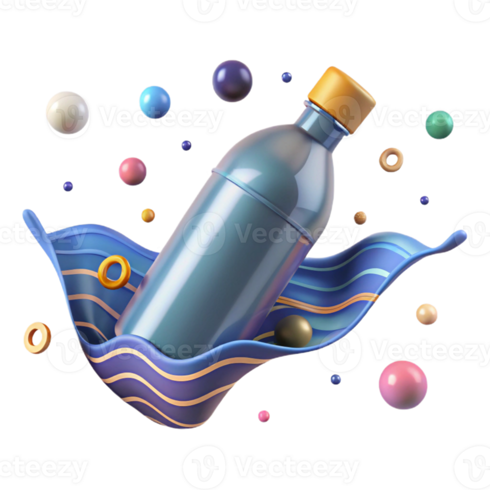 serene classic Plastic Bottle in Ocean Waves Cutout Image high resolution png