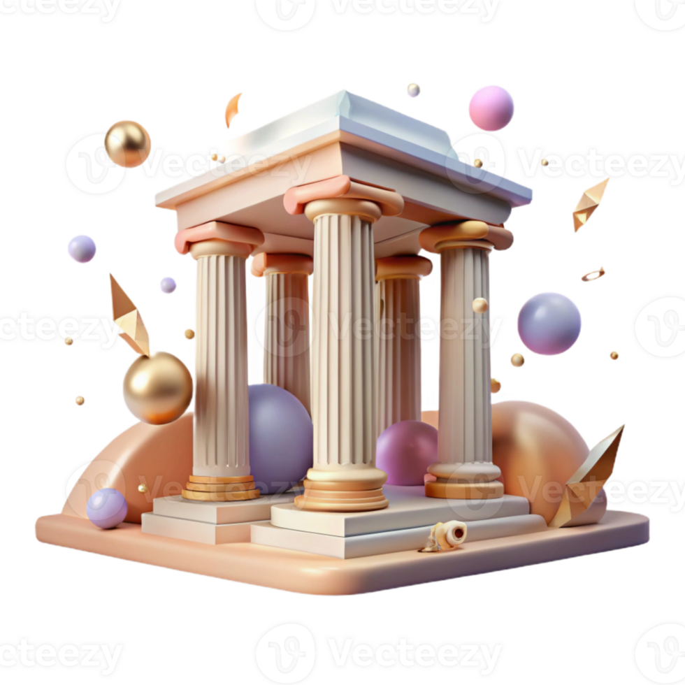 vibrant contemporary Heritage Site Temple Columns Transparent Background premium png