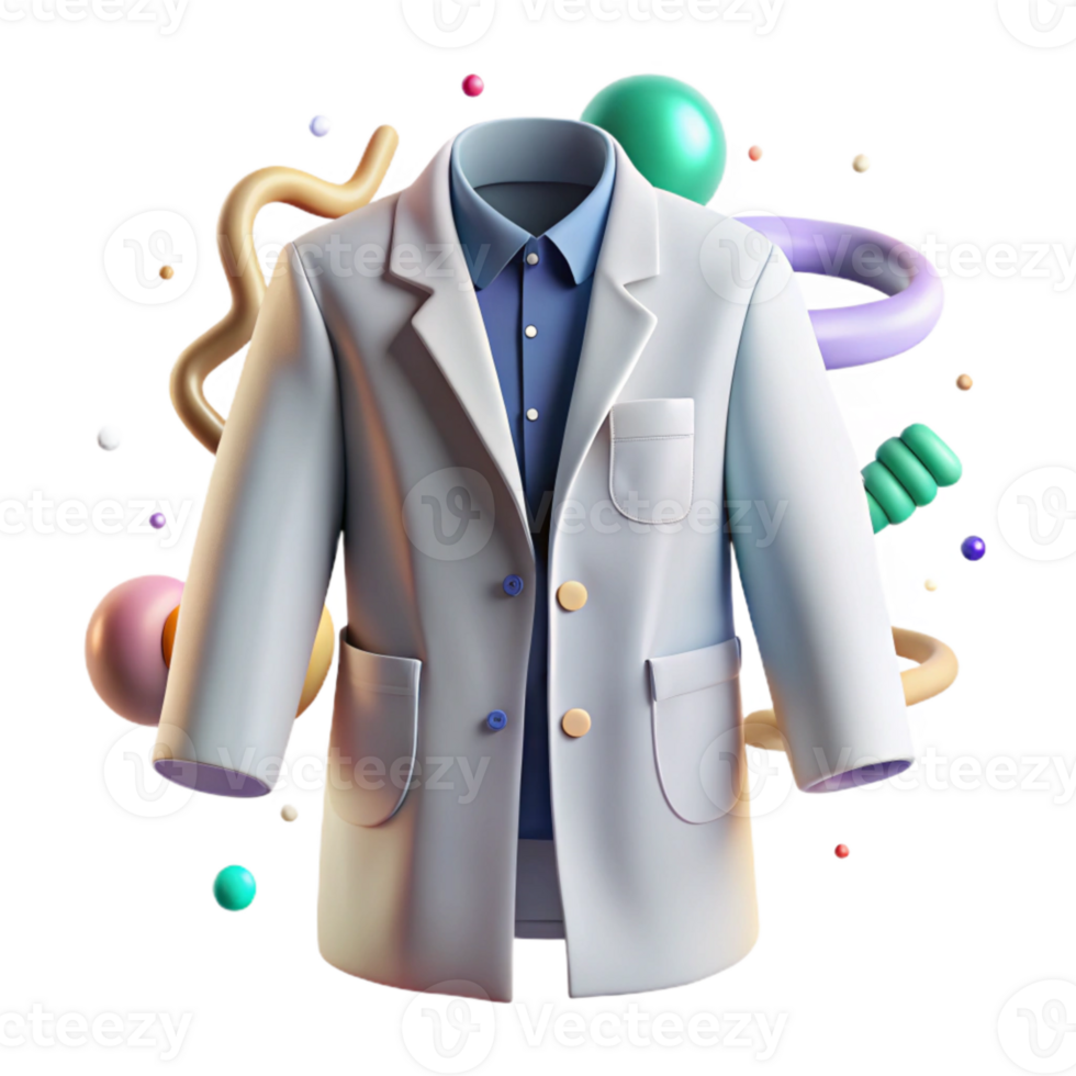 elegant contemporary Lab Coat Illustration White Cotton Isolated professional png