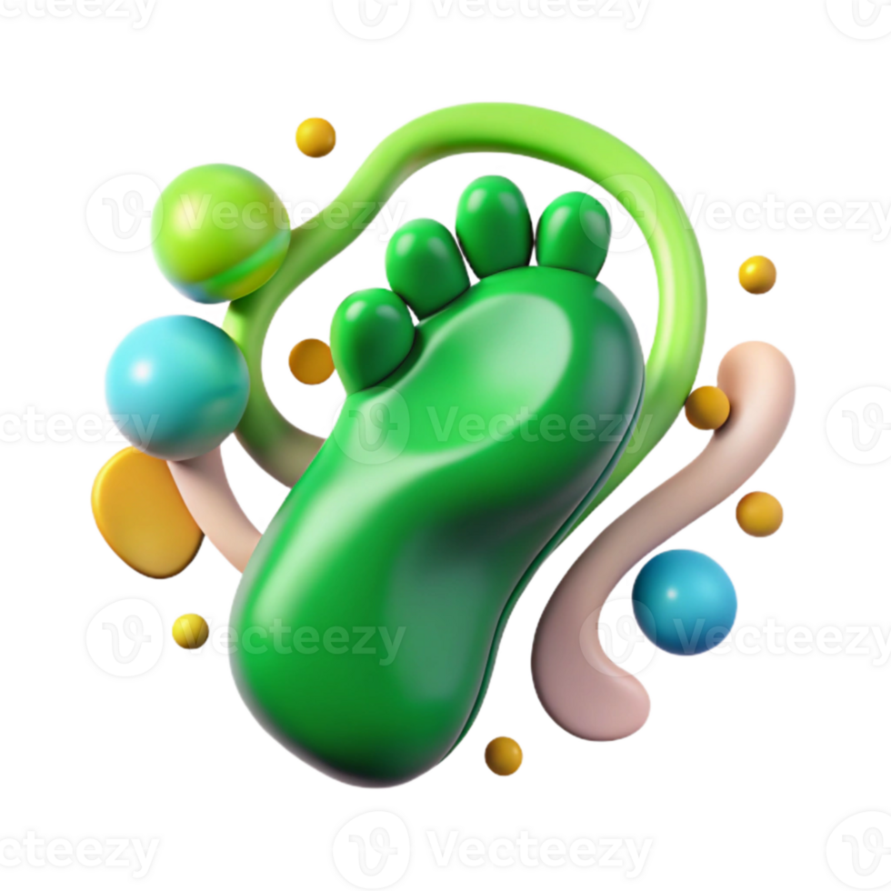 elegant rustic Green Footprint Symbol on White Isolated authentic png