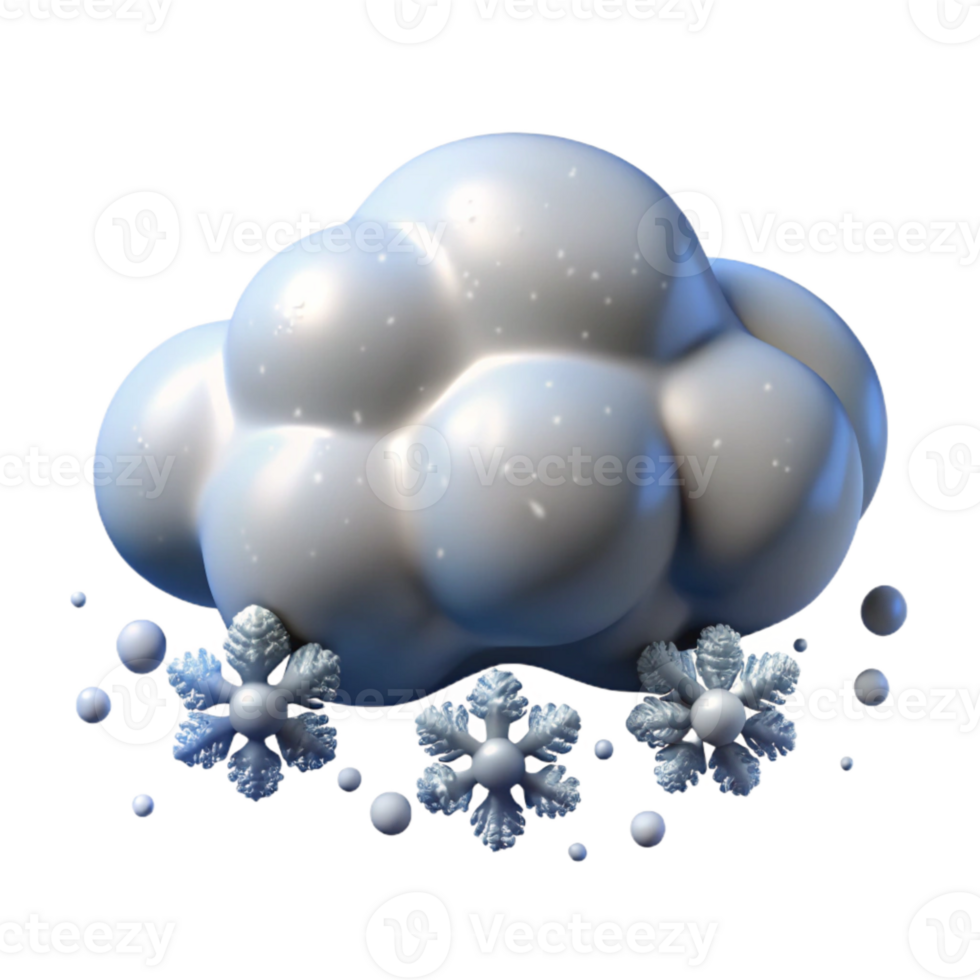 elegant artistic Heavy Snow Cloud with Falling Snowflakes Transparent Background genuine png
