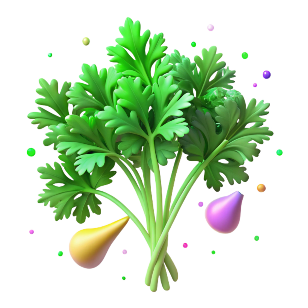 dramatic abstract Bunch of Parsley Isolated with Bright Green Color original png