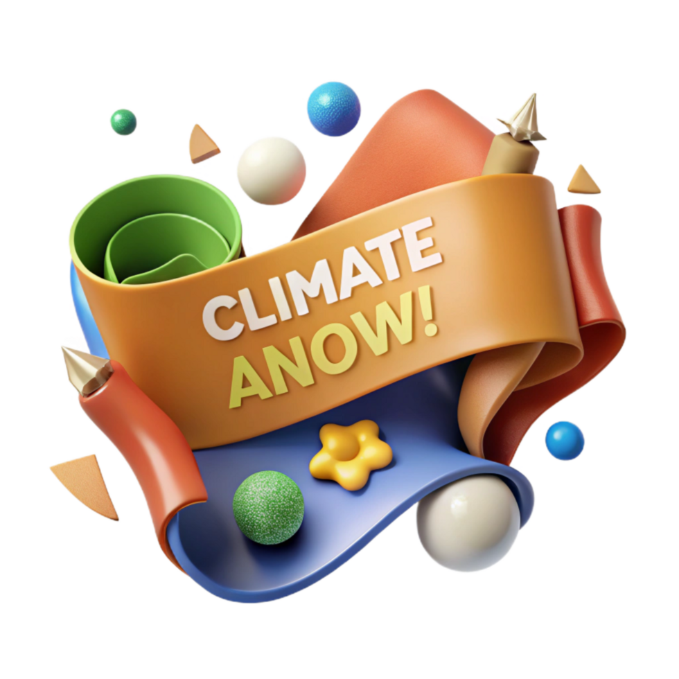 beautiful artistic Climate Action Now Banner with Urgent Message Transparent Background professional png