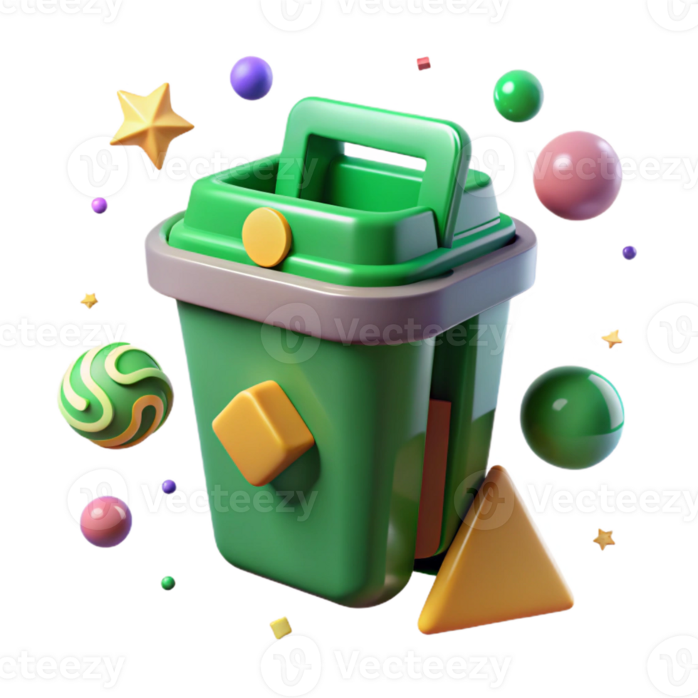 impressive creative Recycling Bin Green Plastic Cutout high quality png