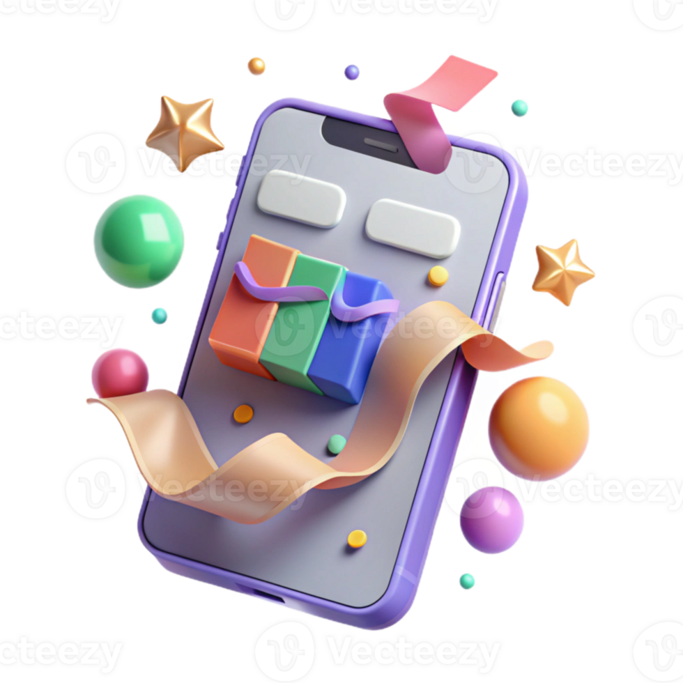 vibrant modern Perspective View Mobile App Interface Transparent Background png