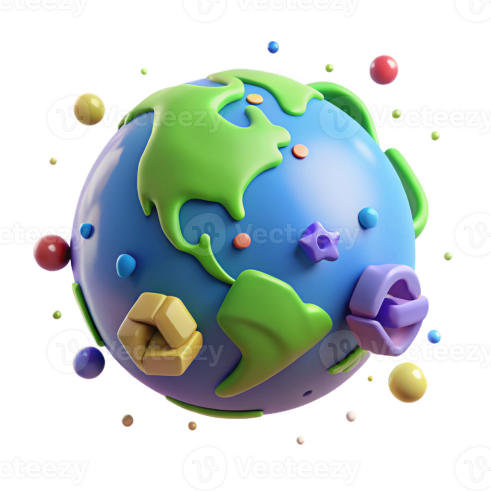 vibrant creative Planet Earth with Recycling Symbol Cutout Transparent Background authentic png