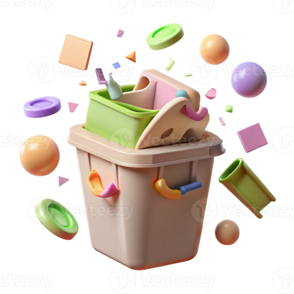 magnificent rustic Recycling Bin Top View Transparent Background high quality png