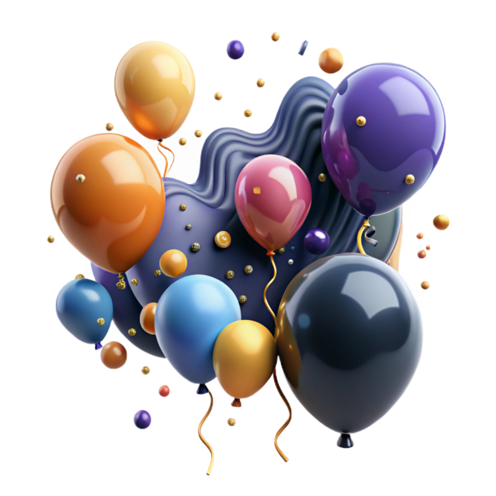 beautiful traditional Colorful Balloons Floating Upwards Isolated detailed png
