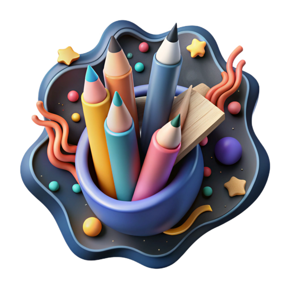 beautiful traditional Colorful Pencils Creative Design Cutout professional png