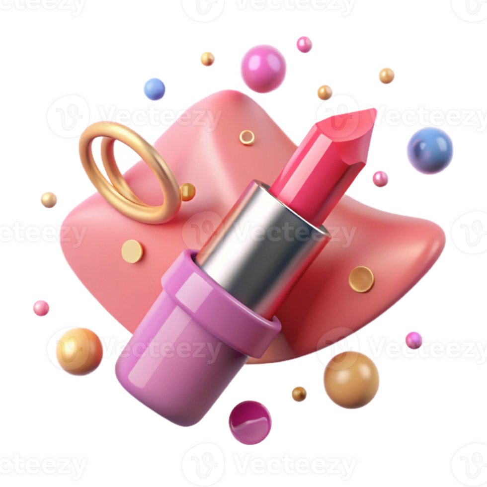 extraordinary creative Pink Lipstick Transparent Background with Cap high resolution png