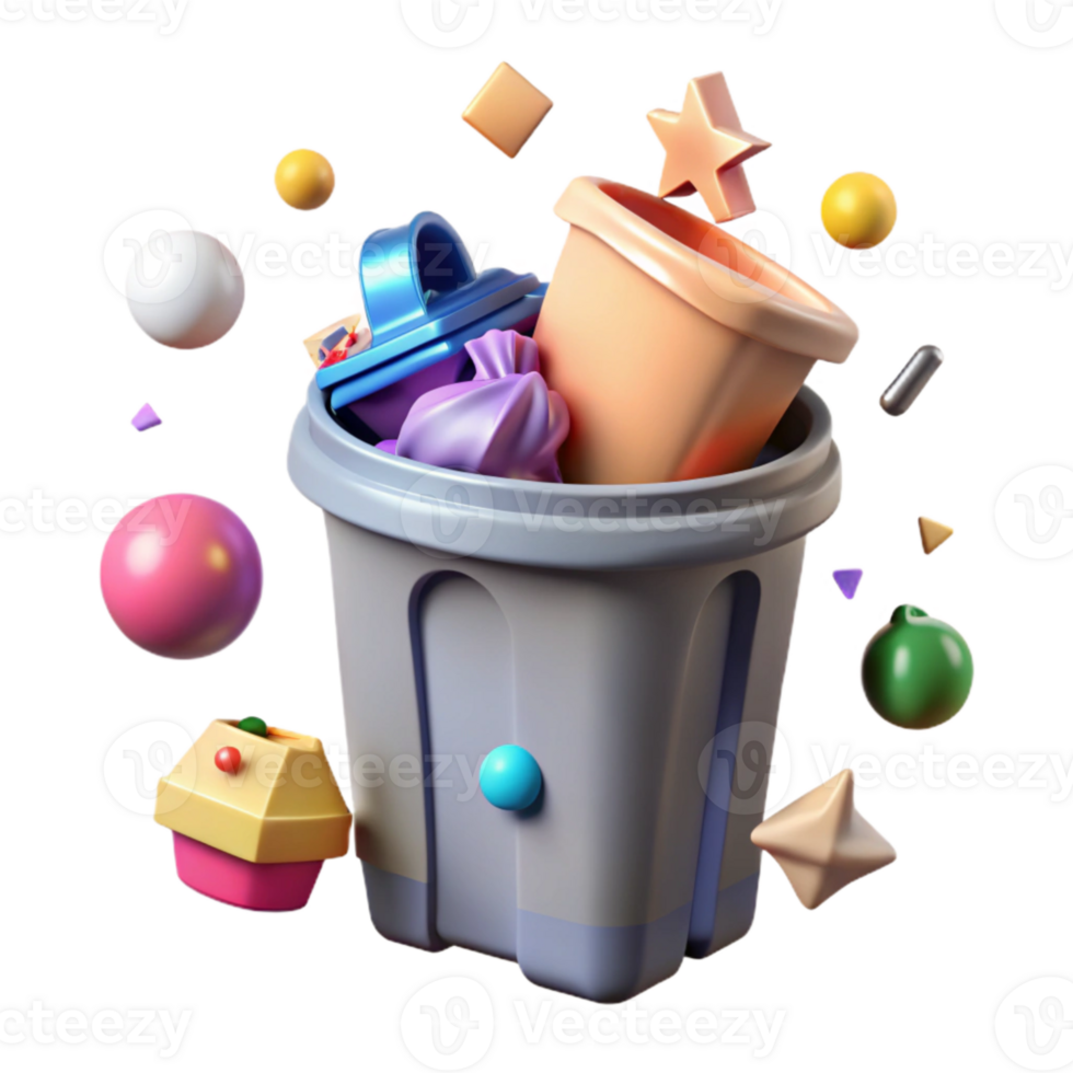 stunning vintage Recycle Bin Overflowing with Plastic Transparent Background genuine png