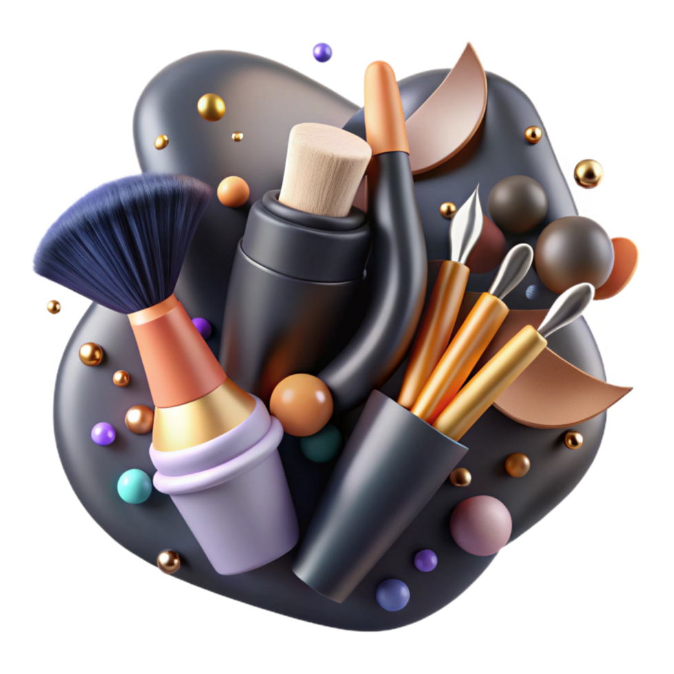 dramatic abstract Community Mural Paint Brushes Close Up Isolated Element authentic png