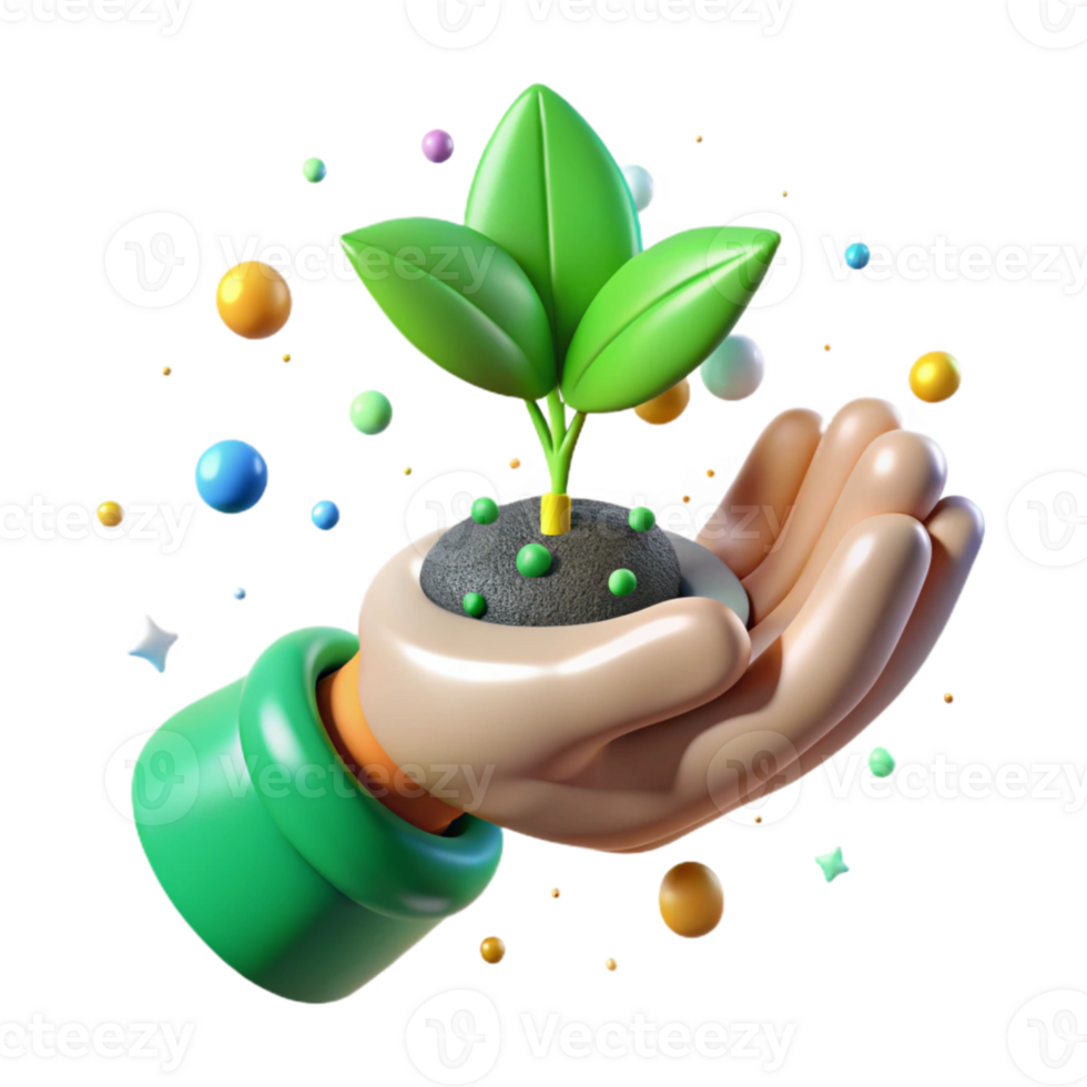 impressive rustic Green Thumb Holding Seedling Isolated authentic png