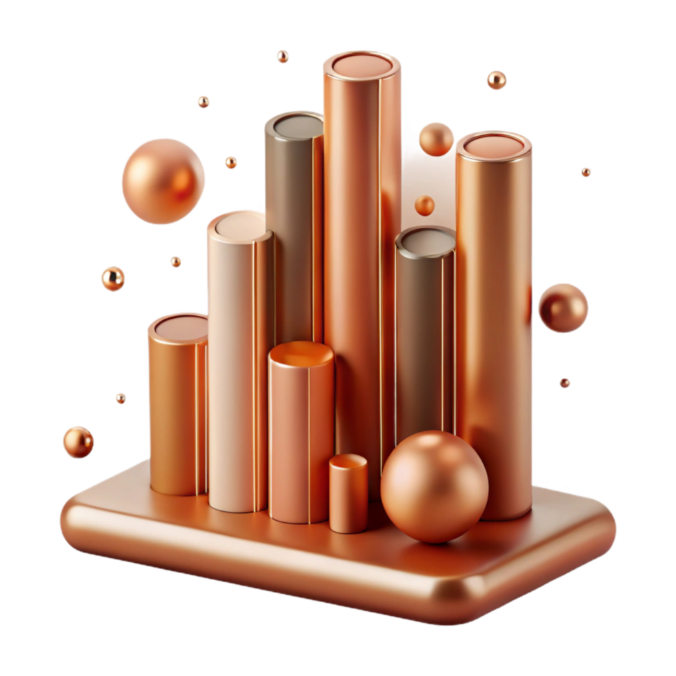 beautiful artistic Copper Histogram Chart Bar Isolated with Frequency Bins authentic png