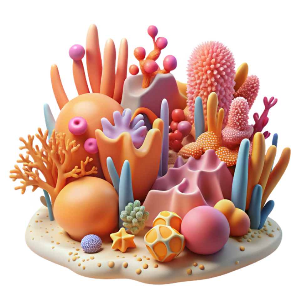 beautiful artistic Coral Reef Ecosystem Vibrant Colors Isolated Element original png