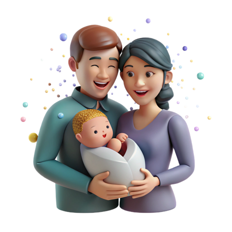 dramatic abstract Couple Holding a Newborn Baby Isolated on Transparent Background high quality png