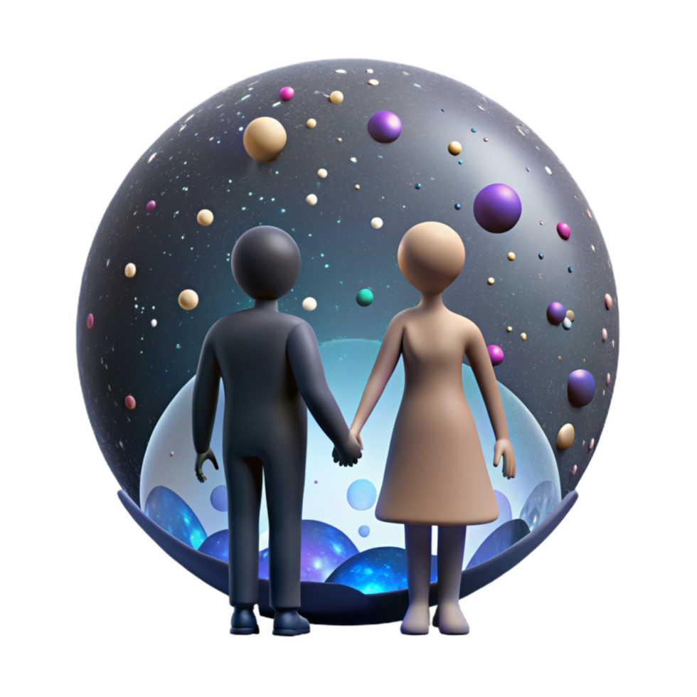 dramatic abstract Couple Holding Hands Silhouette Cutout with Sunset Backdrop genuine png