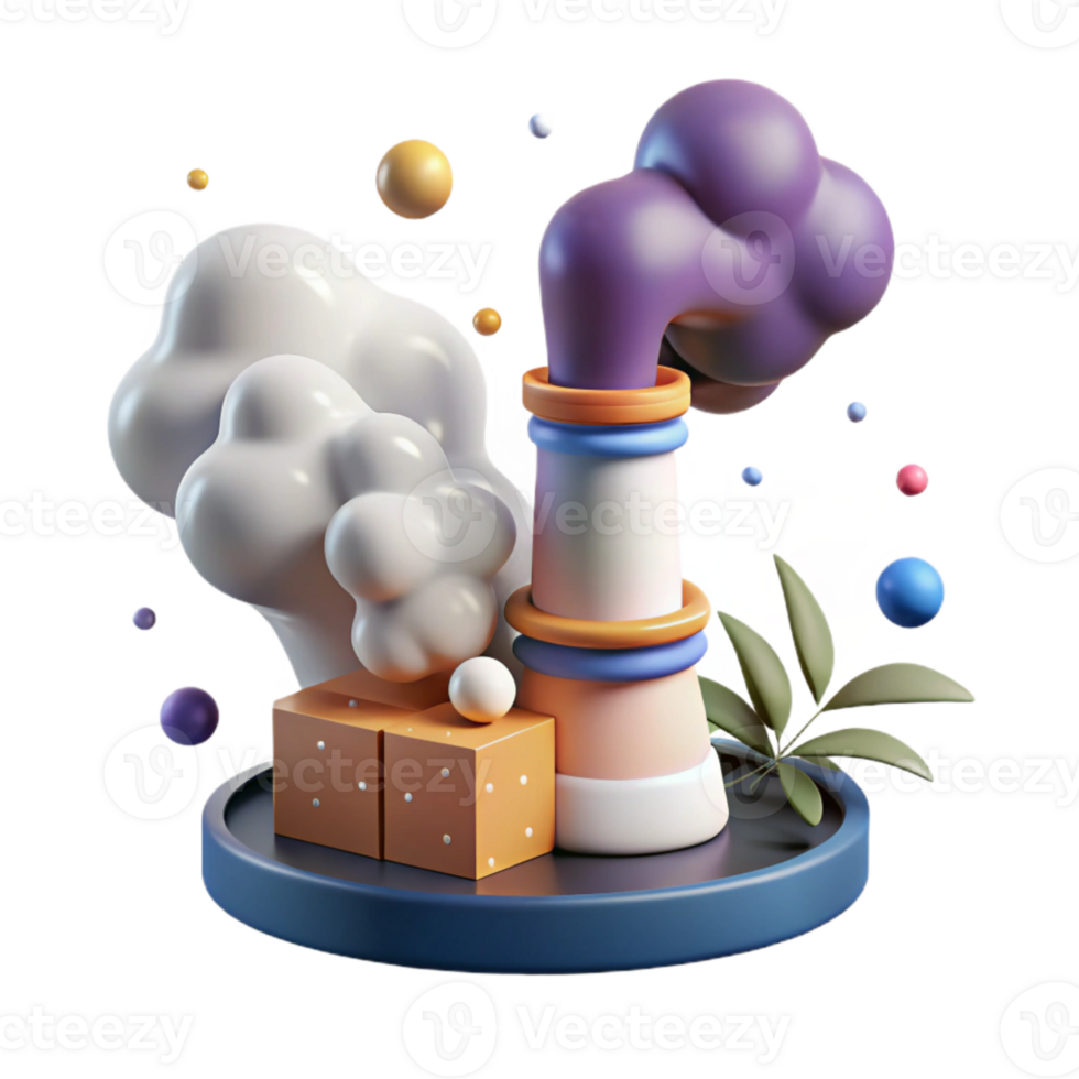 dramatic contemporary Pollution Mitigation Icon with Smokestack and Cloud Isolated professional png